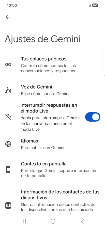 Sigue las indicaciones de la pantalla para seleccionar los ajustes deseados.