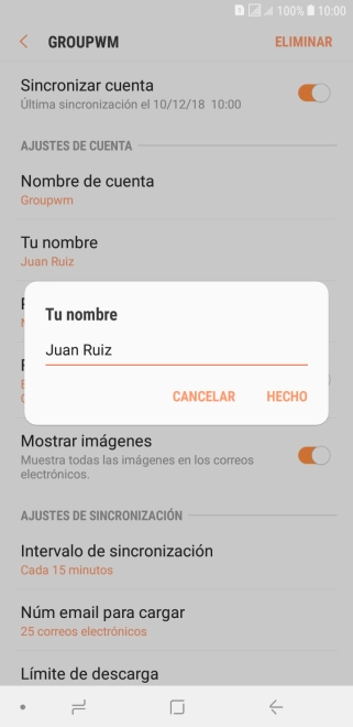 Introduce el nombre deseado y pulsa HECHO.