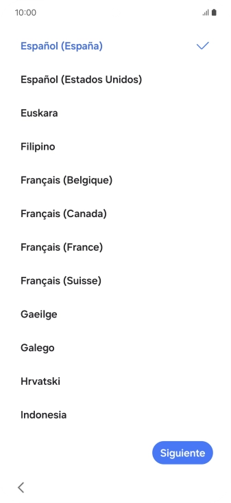 Pulsa el idioma deseado.