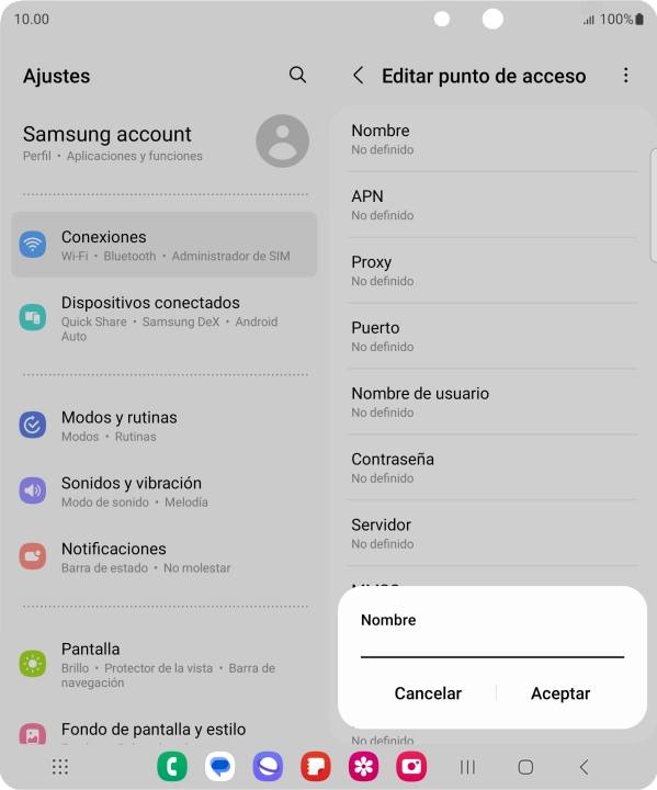 Introduce Vodafone Internet y pulsa Aceptar.
