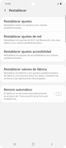Pulsa Restablecer valores de fábrica.