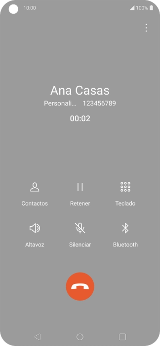 Pulsa el icono de finalizar llamada.