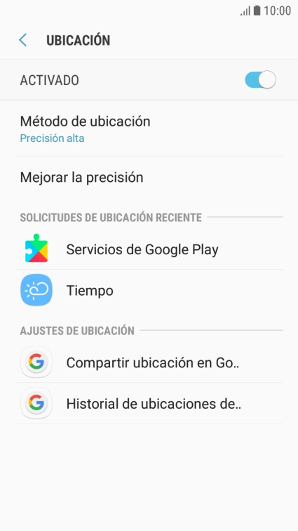 Pulsa Método de ubicación.