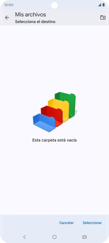 Si deseas crear una nueva carpeta, pulsa el icono de nueva carpeta y sigue las indicaciones de la pantalla para crearla.