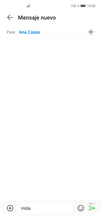 Pulsa el icono de envío cuando termines de escribir el mensaje corto.