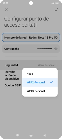 Pulsa WPA3-Personal para proteger la conexión wifi con una contraseña.