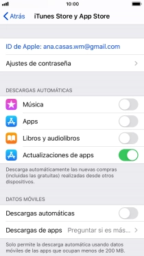 Pulsa el indicador junto a los tipos de contenido deseados para activar o desactivar la función.