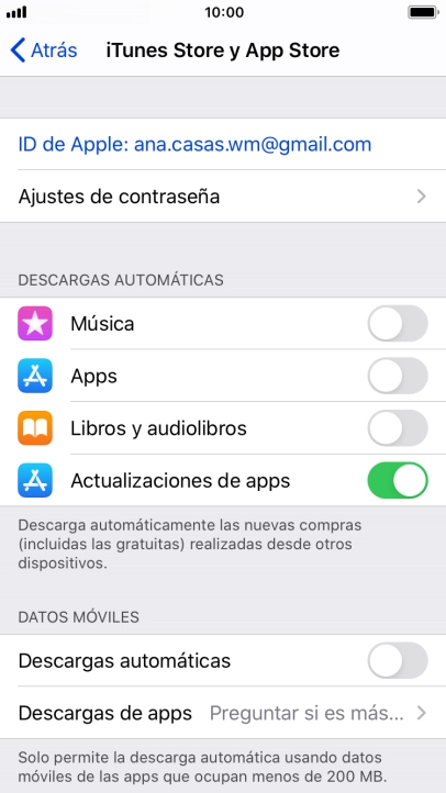 Pulsa el indicador junto a los tipos de contenido deseados para activar o desactivar la función.