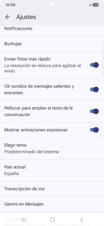 Pulsa Gemini en Mensajes.