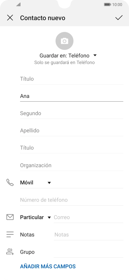 Pulsa Apellido e introduce el apellido.