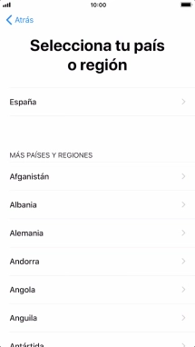 Pulsa el país o el área deseados.