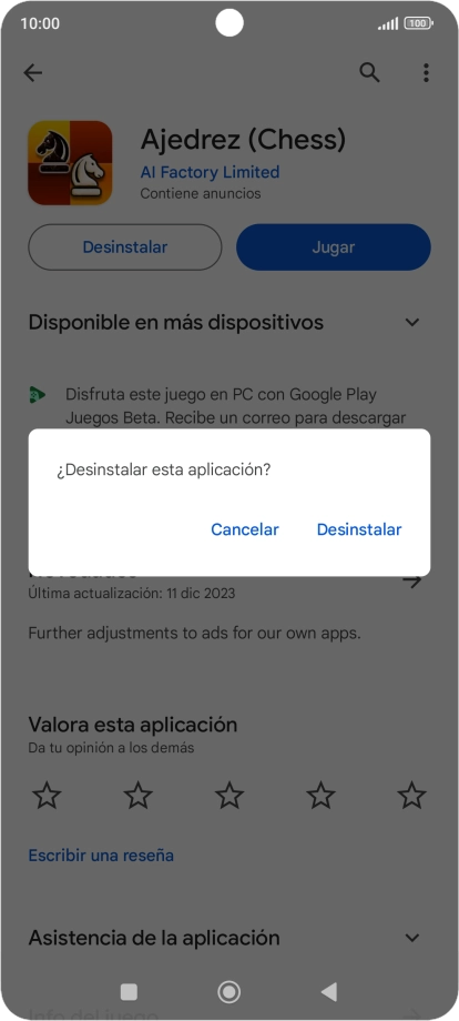 Pulsa Desinstalar.