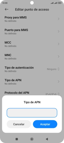 Introduce default y pulsa Aceptar.