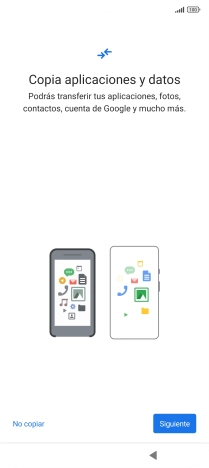 Pulsa No copiar y sigue las indicaciones de la pantalla para finalizar la activación del teléfono.