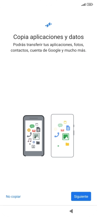 Pulsa No copiar y sigue las indicaciones de la pantalla para finalizar la activación del teléfono.