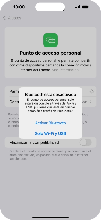 Si la función de wifi está activada, pulsa Solo Wi-Fi y USB.