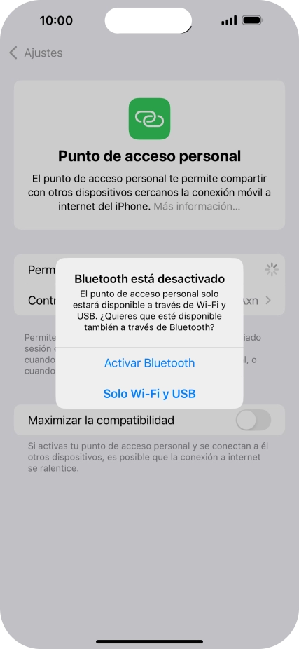 Si la función de wifi está activada, pulsa Solo Wi-Fi y USB.
