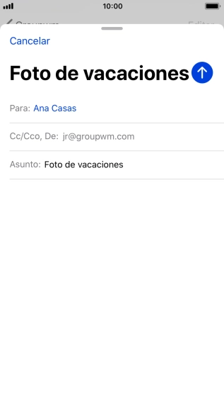 Pulsa en el campo de escritura  y escribe el texto del correo electrónico.