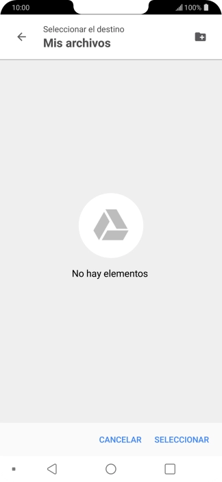 Si deseas crear una nueva carpeta, pulsa el icono de nueva carpeta y sigue las indicaciones de la pantalla para crearla.