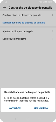 Introduce el código de seguridad actual y pulsa DESHABILITAR.