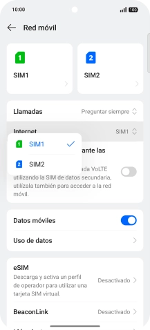 Pulsa la SIM de la línea móvil deseada.
