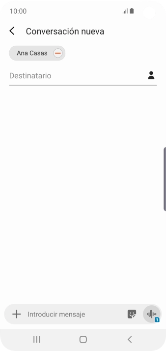 Pulsa en el campo de escritura  y escribe el texto del mensaje corto.