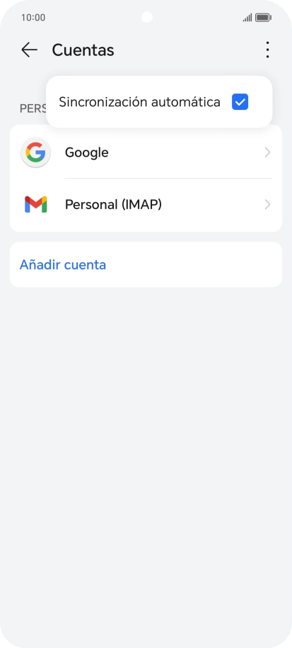 Pulsa Sincronización automática para activar o desactivar la función.