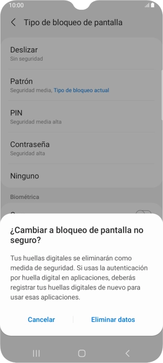 Pulsa Eliminar datos.