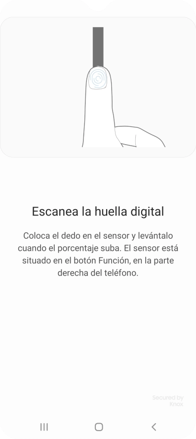 Sigue las indicaciones de la pantalla para crear una huella digital como código de seguridad.
