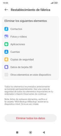Pulsa Eliminar todos los datos.