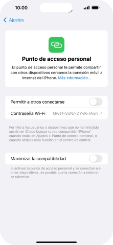 Pulsa Contraseña Wi-Fi e introduce una contraseña.