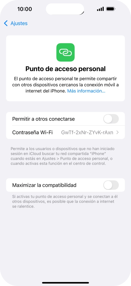 Pulsa Contraseña Wi-Fi e introduce una contraseña.