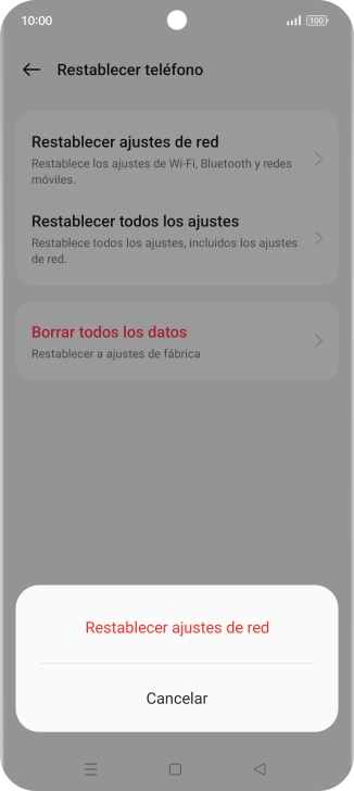 Pulsa Restablecer ajustes de red.