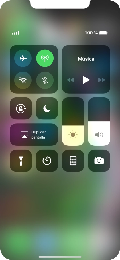Pulsa el icono de modo de avión para activar o desactivar la función.
