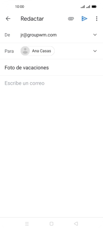 Pulsa en el campo de escritura  y escribe el texto del correo electrónico.