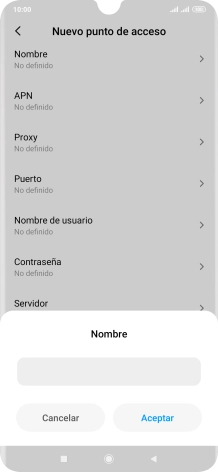 Introduce Vodafone Internet y pulsa Aceptar.