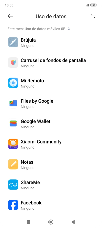 El consumo total de datos del período seleccionado aparece ahora en la pantalla.