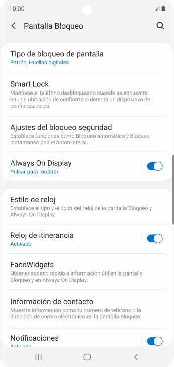 Pulsa Tipo de bloqueo de pantalla e introduce el código de seguridad actual.