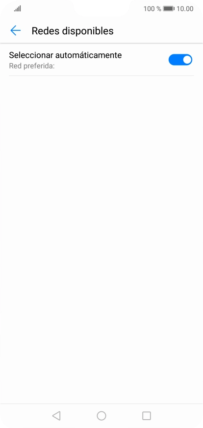 Si quieres seleccionar la red de forma manual, pulsa el indicador junto a 