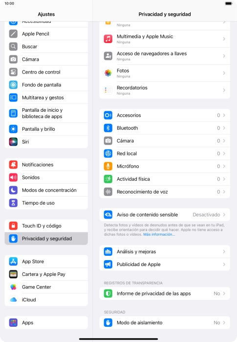Pulsa Informe de privacidad de las apps.