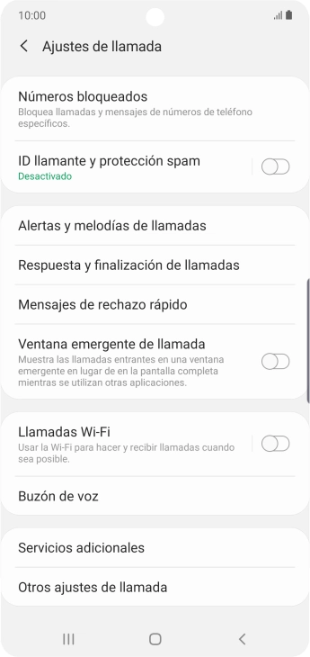 Pulsa Servicios adicionales.