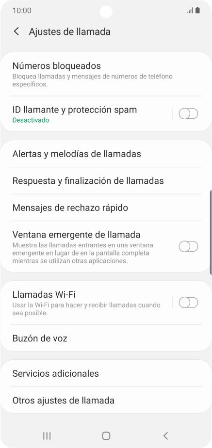 Pulsa Servicios adicionales.
