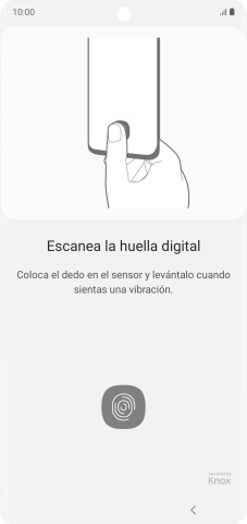 Sigue las indicaciones de la pantalla para crear una huella digital como código de seguridad.