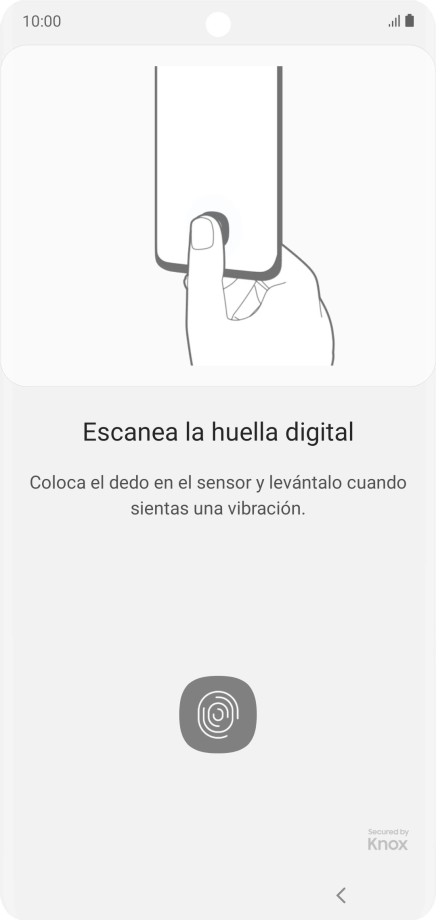 Sigue las indicaciones de la pantalla para crear una huella digital como código de seguridad.