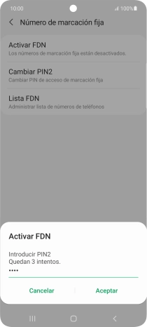 Introduce el código PIN2 y pulsa Aceptar. Introduce el código PIN2 y pulsa Aceptar.