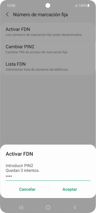 Introduce el código PIN2 y pulsa Aceptar. Introduce el código PIN2 y pulsa Aceptar.