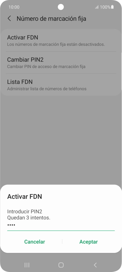 Introduce el código PIN2 y pulsa Aceptar. Introduce el código PIN2 y pulsa Aceptar.
