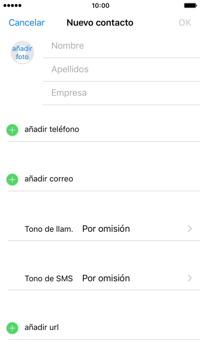 Pulsa Nombre e introduce el nombre. Pulsa Nombre e introduce el nombre.