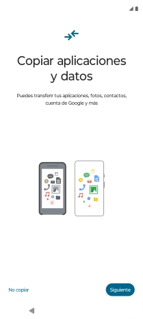 Puedes transferir el contenido de otro teléfono cuando activas tu teléfono por primera vez y cuando lo has restablecido. Cuando aparezca en la pantalla del teléfono esta imagen, ya está listo para la transmisión del contenido del otro teléfono.