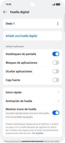 Pulsa los indicadores para activar o desactivar los ajustes deseados.
